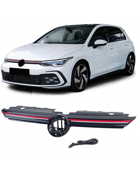 Maska Volkswagen Golf 8 - červená lišta (LED svícení)